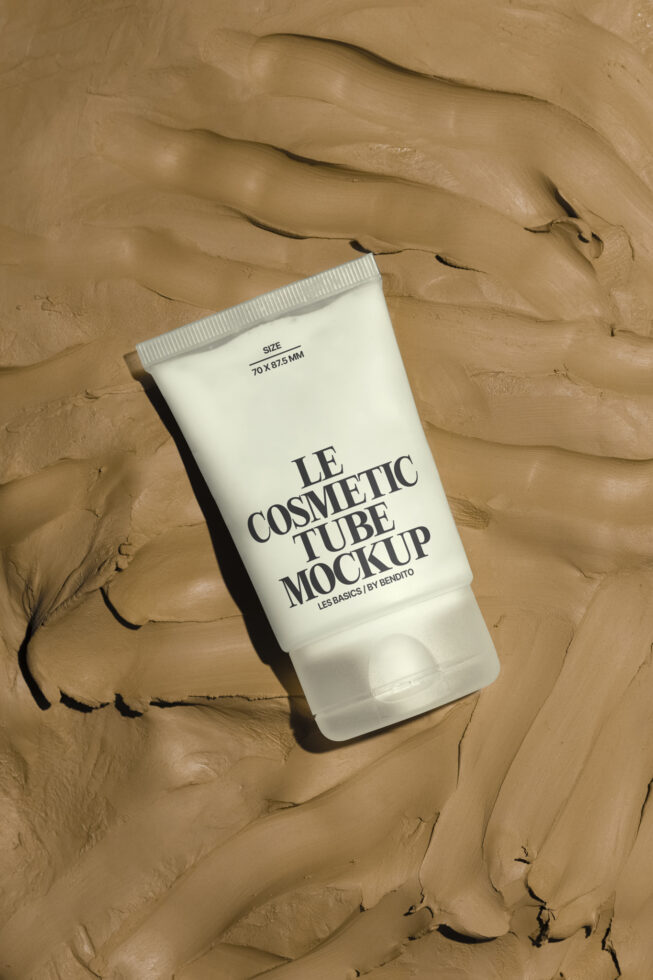 Cosmetic tube mockup on textured background perfect for designers. Ideal for branding templates packaging design skincare mockup presentation.