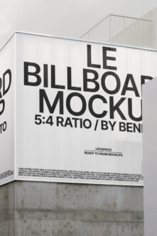 Large billboard with white background displaying bold black text