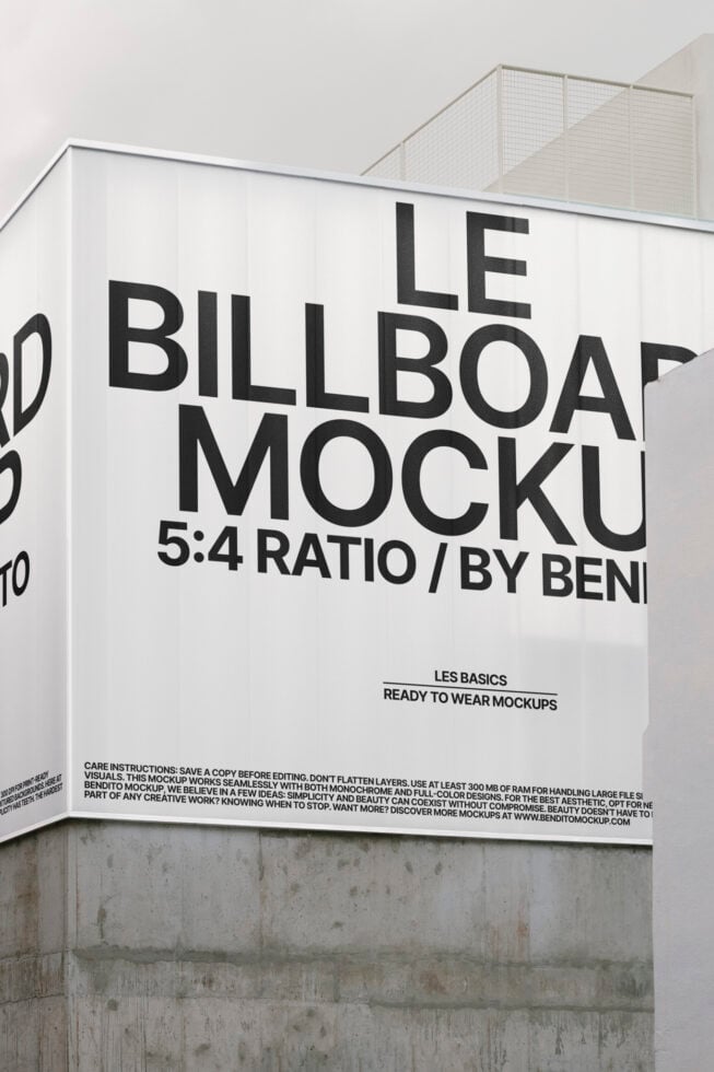 Billboard mockup with 5:4 ratio for designers showcasing customizable digital template ideal for advertising graphics and visual presentations.