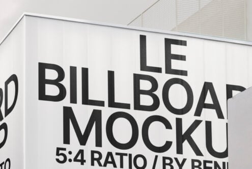 Billboard mockup with 5:4 ratio displayed on a modern building exterior ideal for designers seeking realistic advertising presentation mockups.