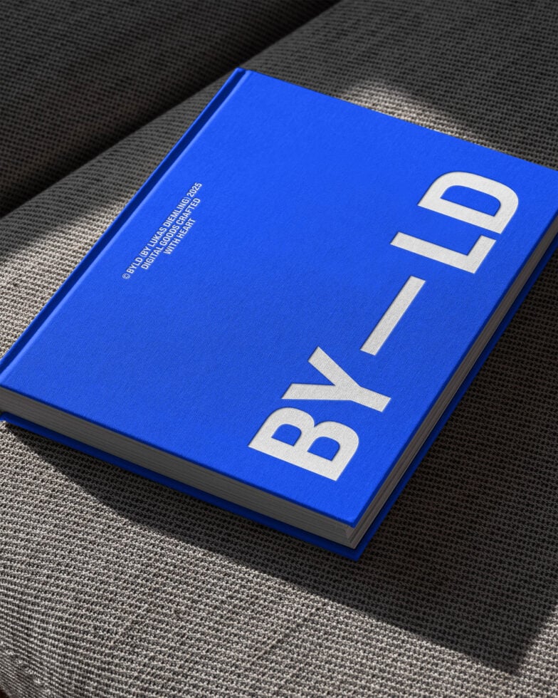 Blue hardcover book mockup on textured fabric surface. Ideal for showcasing book design, cover layout, or branding projects for designers.