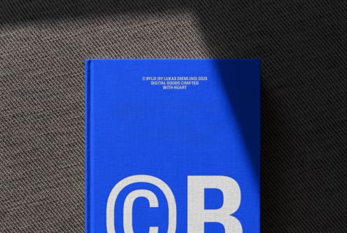 Bright blue hardcover displaying white outlined 'cb' in large letters