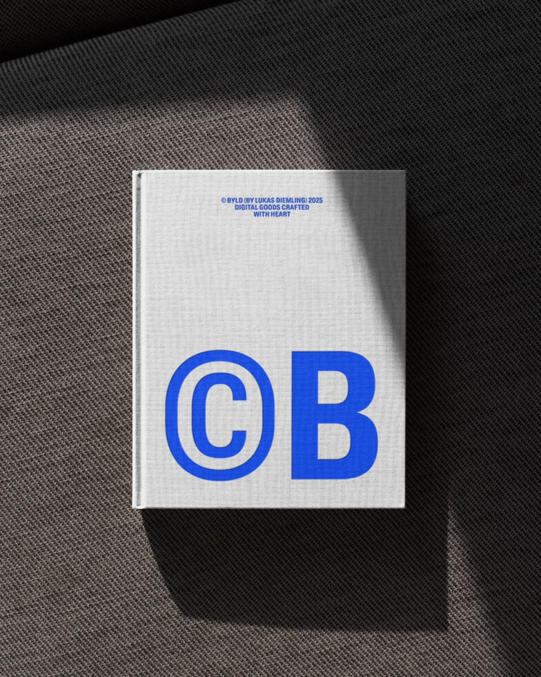 Hardcover book mockup on textured fabric background displaying bold blue typography. Ideal for design presentations in templates and graphic design projects.