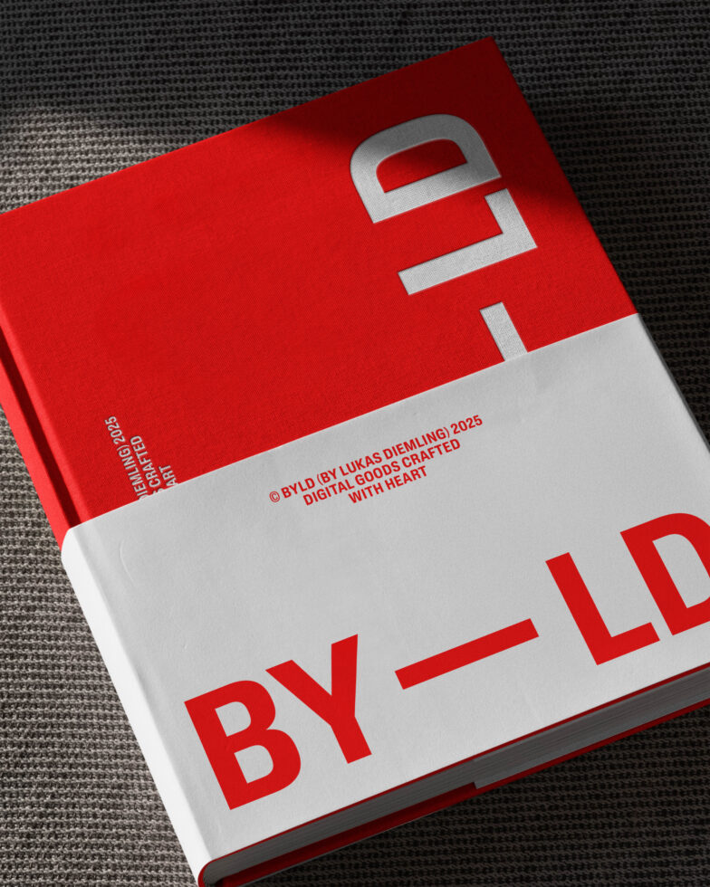 Red and white book cover design with bold typography branding. Suitable for graphic designers. Showcases modern layout concepts for digital use.