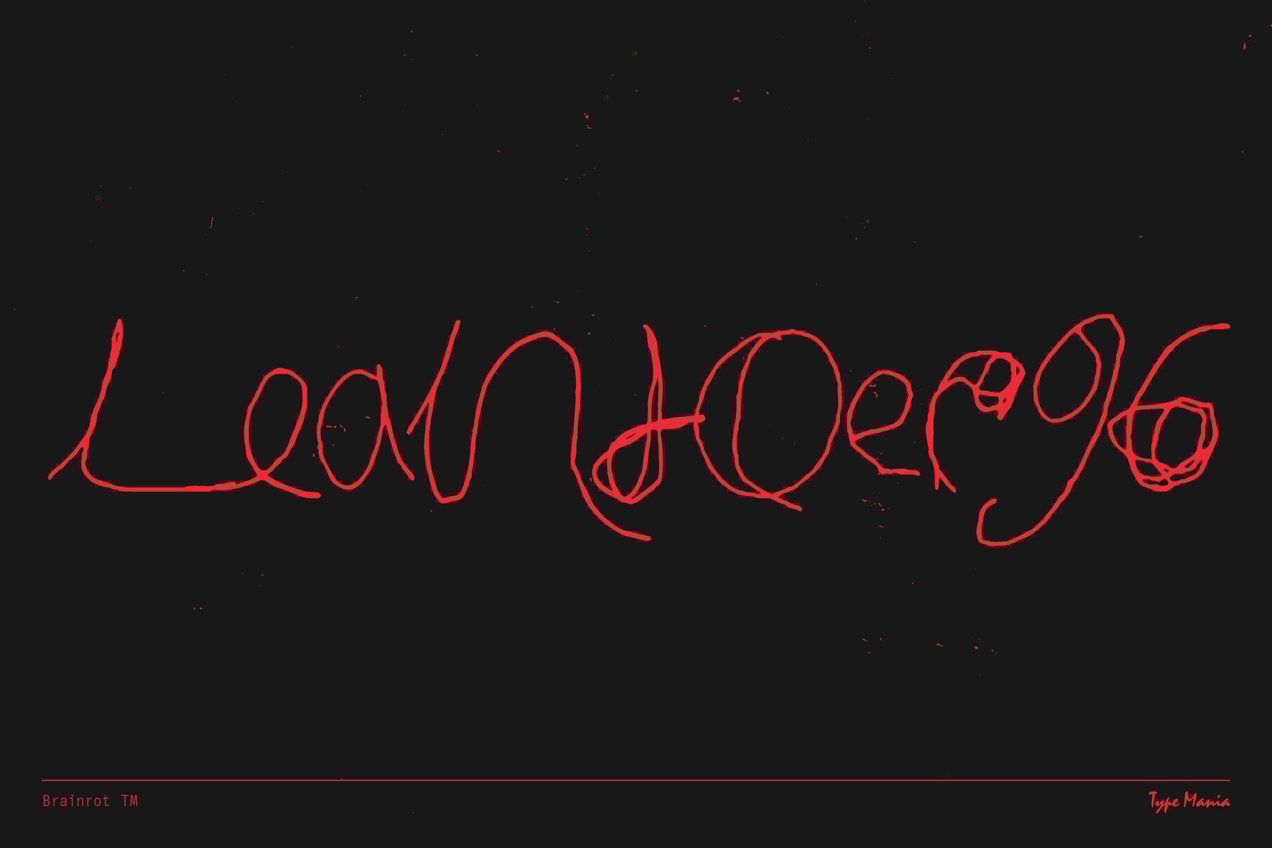 Red handwritten scribble font on dark background for designers in fonts category. Creative typography asset suitable for digital design projects.