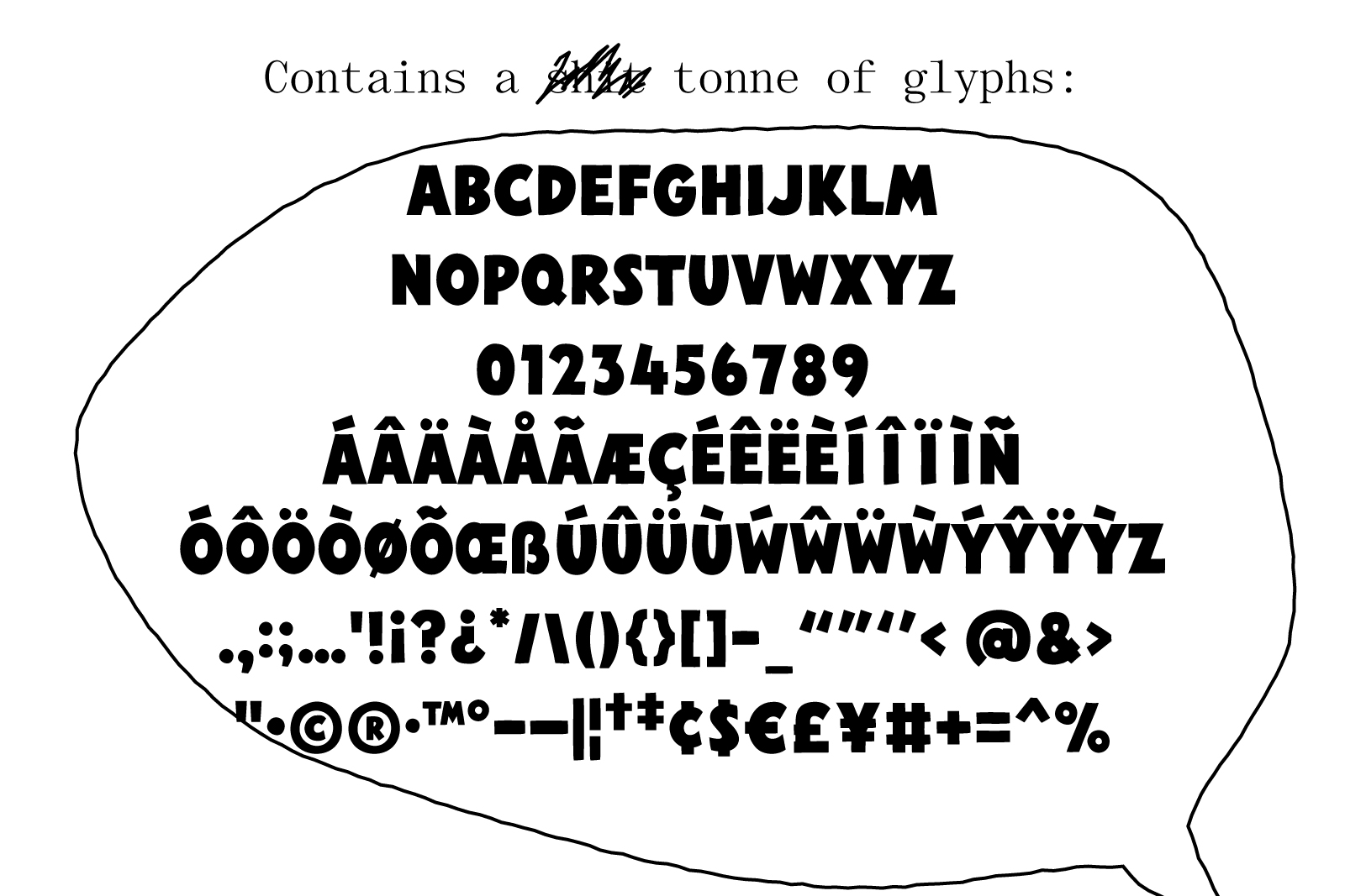 Bold uppercase font design showcasing characters numbers symbols accents. Ideal for typography projects graphics templates digital assets designers.