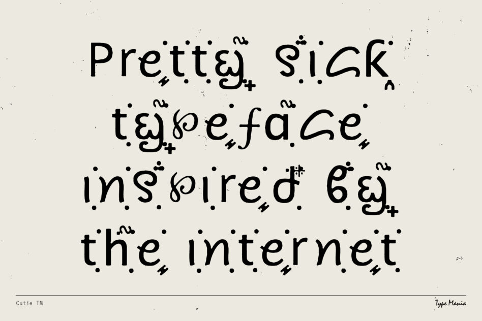 Cutie typeface sample text on cream background with scattered dots