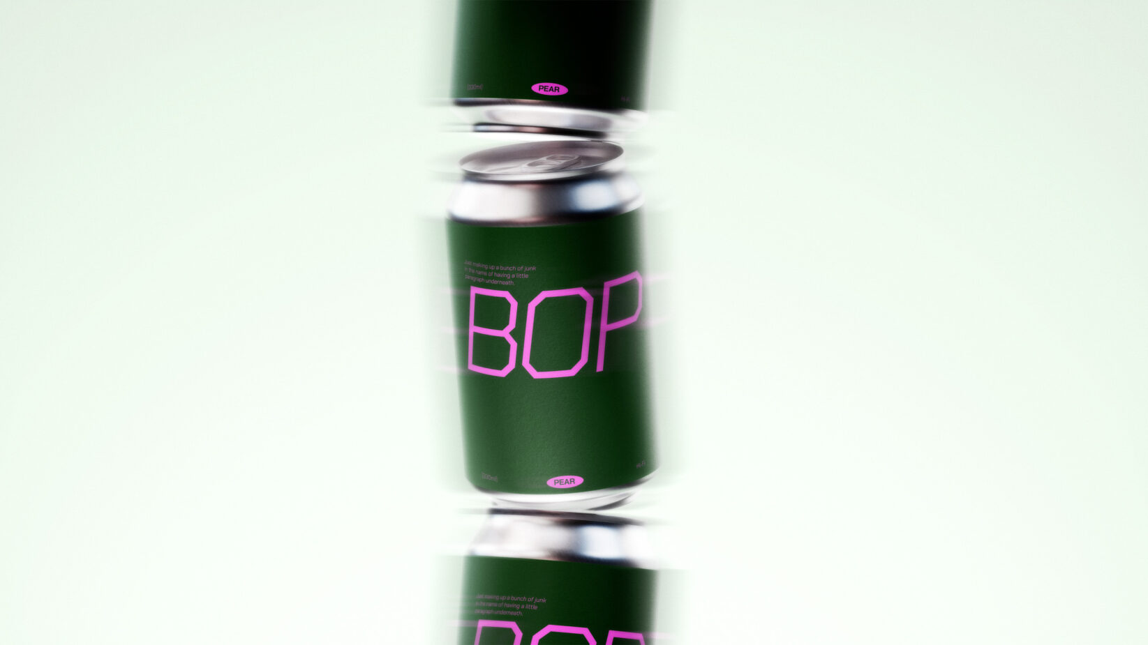 Green beverage can mockup with modern typography design. Suitable for packaging designers. Keywords: mockup, beverage, can, packaging, design assets.