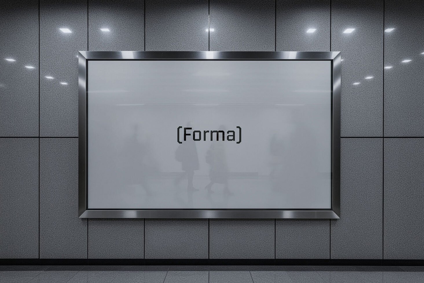 Digital poster mockup in modern subway station with minimalist design Forma text on light panel suitable for graphic designers template marketing use