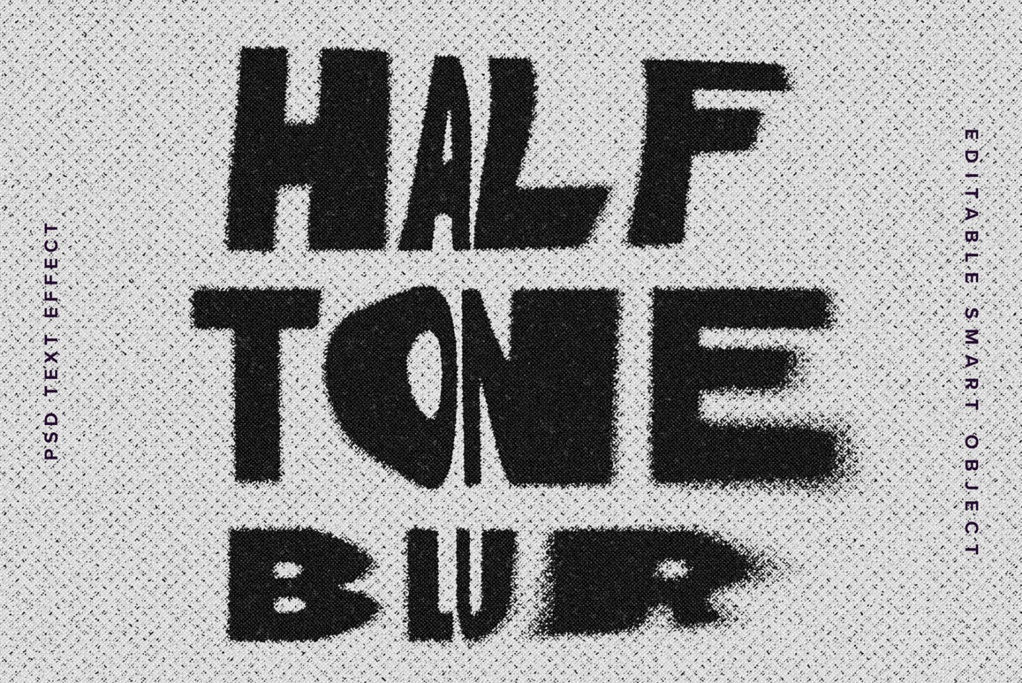 Halftone blur PSD text effect mockup with editable smart objects. Ideal for graphic designers seeking unique typography templates and design resources.