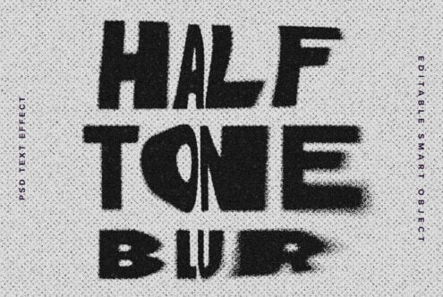 Halftone blur PSD text effect mockup with editable smart objects. Ideal for graphic designers seeking unique typography templates and design resources.