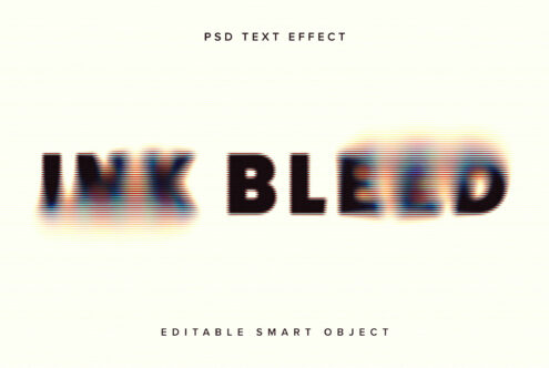 Editable PSD text effect with blurred ink bleed theme. Smart Object. Ideal for designers seeking unique graphics, templates, and artistic mockups.
