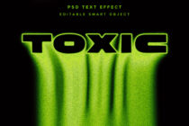 TOXIC neon text effect with PSD smart object header label