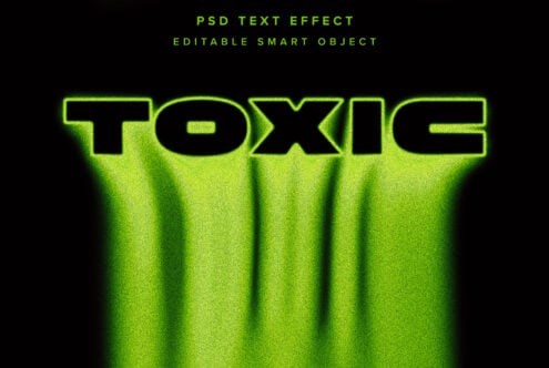 Green liquid effect PSD text mockup with editable smart object, suitable for designers. Perfect for digital graphics projects and typography design.