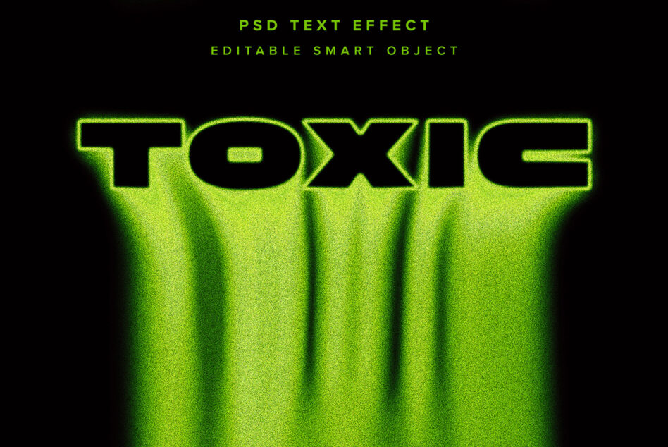 TOXIC neon text effect with PSD smart object header label