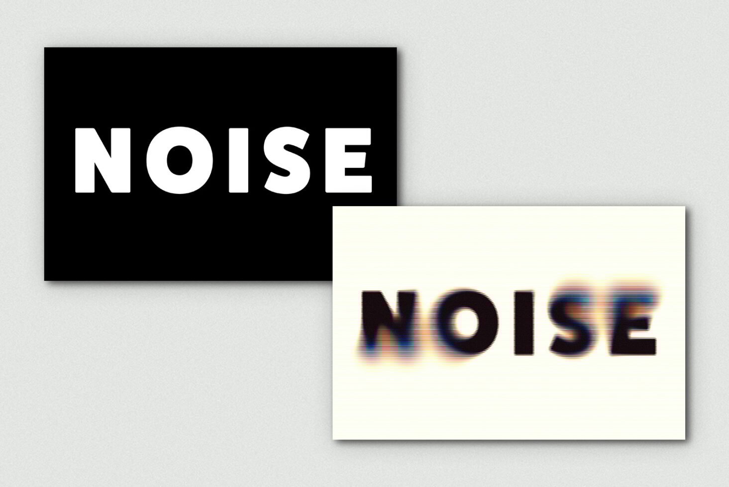 Black and white text graphics with noise effect, bold typography design asset for designers, suitable for digital graphics, fonts, templates.