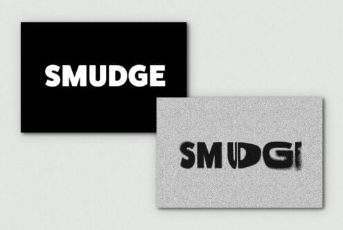 Bold SMUDGE font design showcasing clean and grunge variations on contrasting backgrounds ideal for typography designers and font enthusiasts.