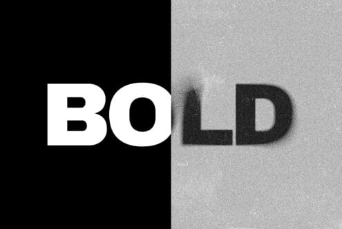 Bold typographic art with contrast; black and white grain texture effect perfect for graphic designers seeking creative typography assets and templates.