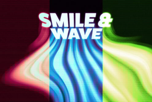 Colorful gradient background with the text Smile and Wave in bold font. Perfect for vibrant graphic templates digital design SEO assets and creative projects.
