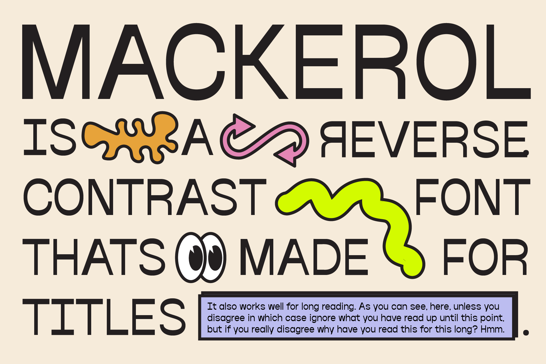 Bold reverse contrast font for titles with colorful abstract shapes highlights design and legibility. Perfect for designers seeking unique typography.