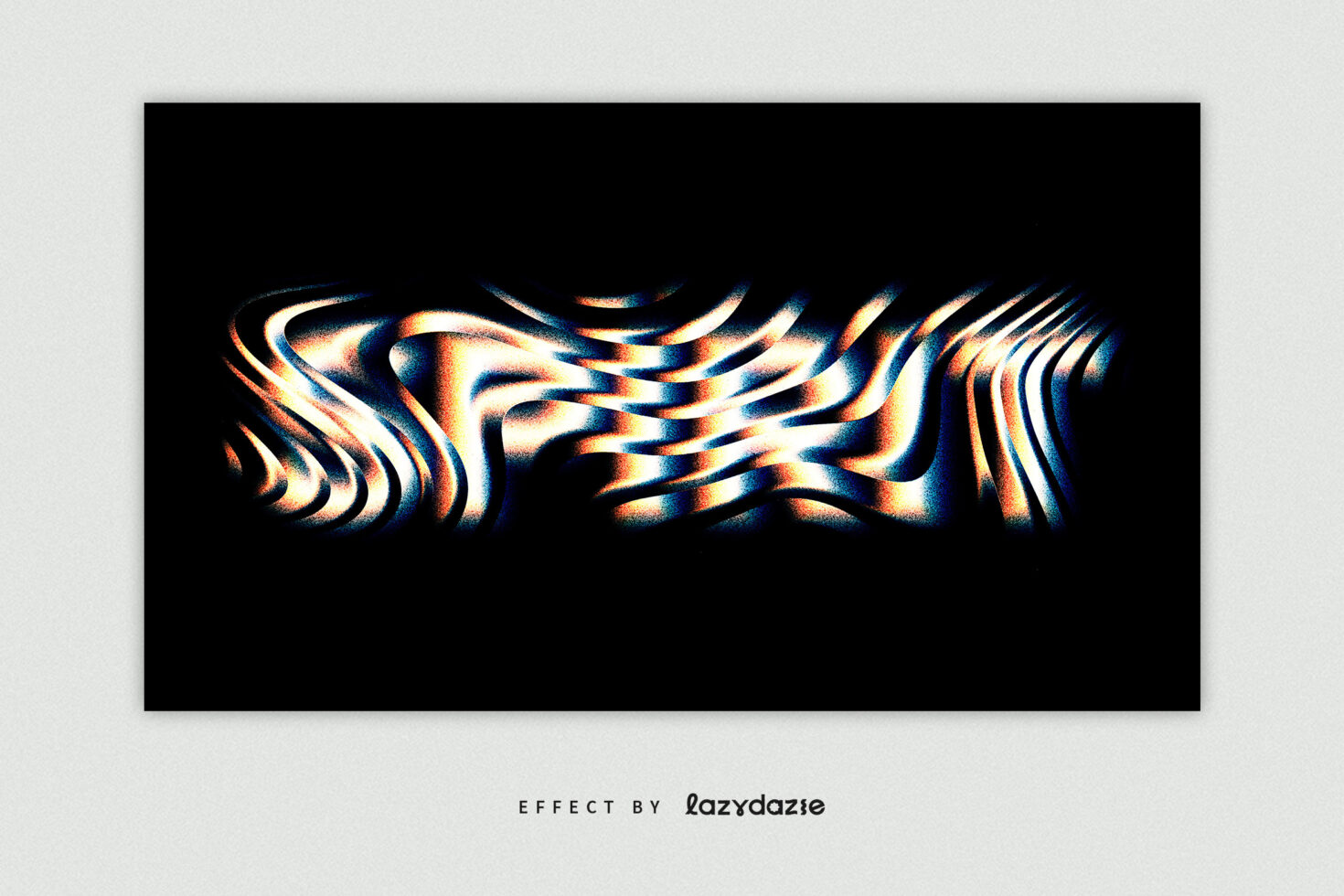 Abstract distorted text effect with colorful waves on a dark background, ideal for modern graphic design projects, print templates, or digital media.