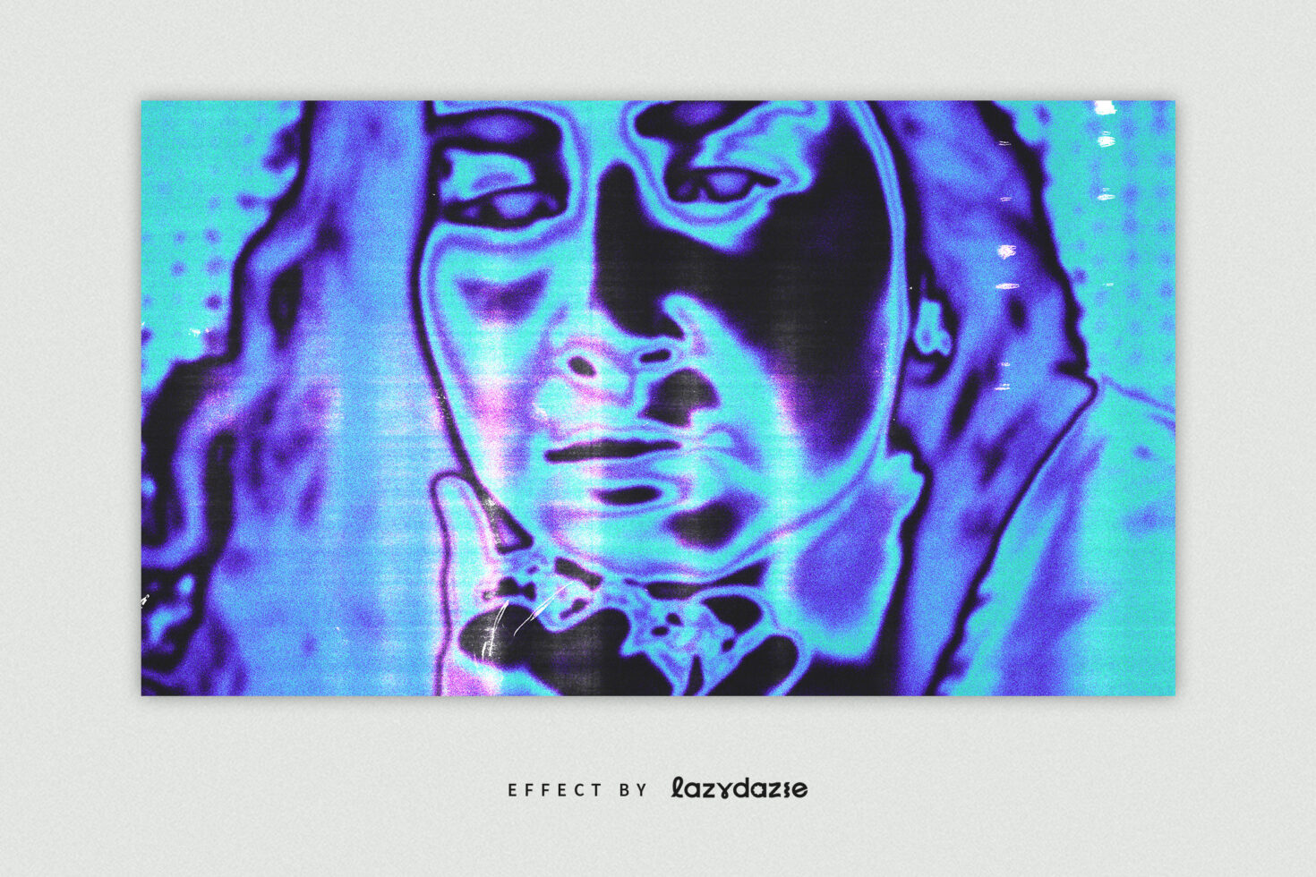 Blue and purple digital art featuring a stylized portrait with a glowing effect. Ideal for graphics, design templates, creative projects.