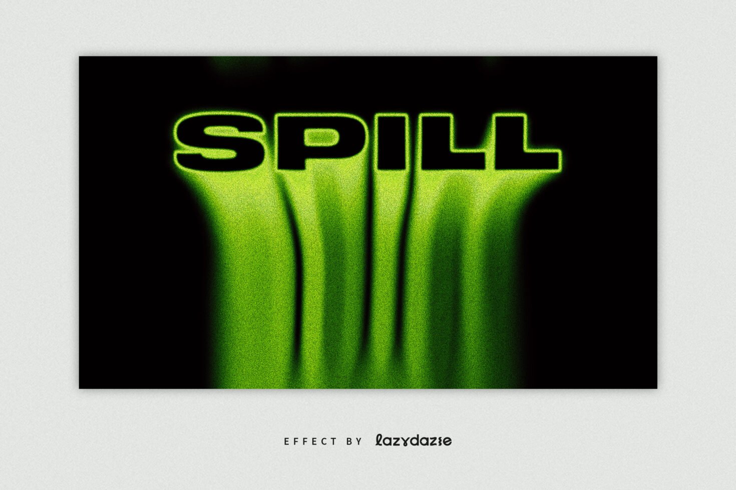 Green neon text effect reading SPILL with melting design suitable for graphic templates posters or digital assets. Ideal for designers seeking unique styles.
