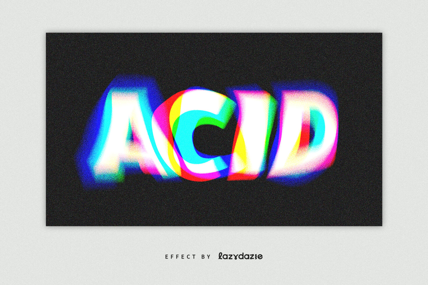 Acid effect letters glowing with bright neon colors, cyan, magenta, yellow on dark texture