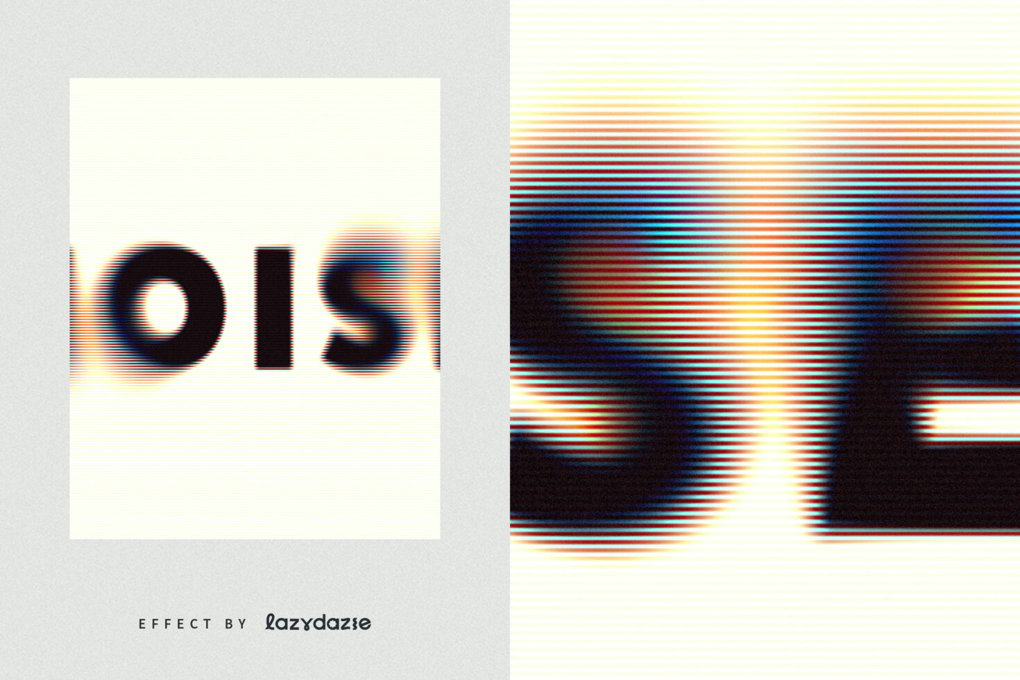 Retro noise text graphic effect with blurred lines and vibrant colors for designers. Ideal for mockups, typography, and creative templates.