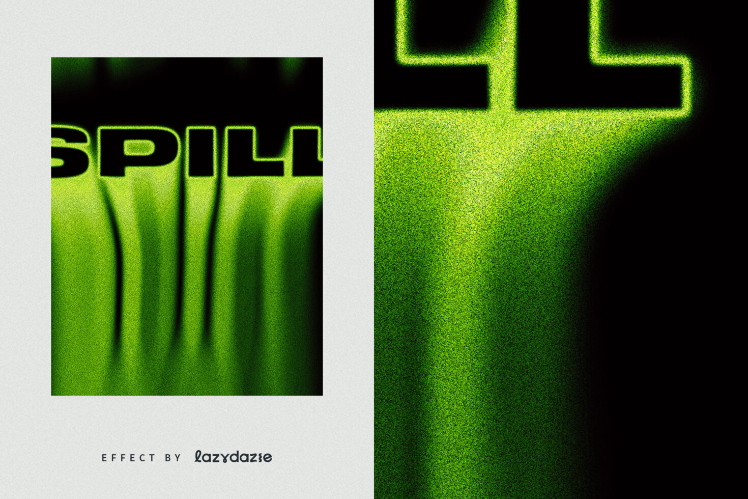 Green gradient texture with bold black lettering creates a vibrant neon effect. Perfect for graphic design and typography templates.