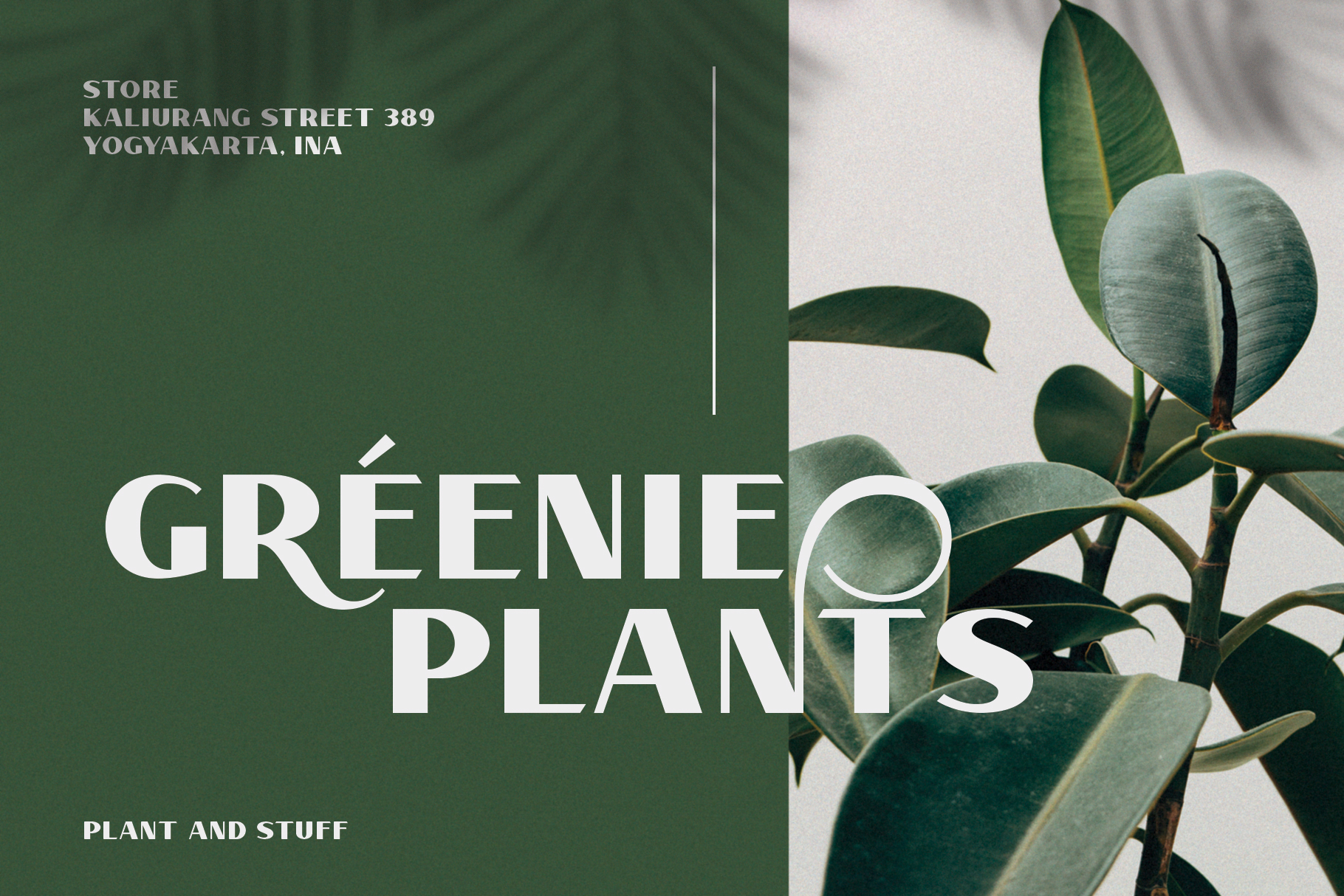 Minimalist plant store signage design featuring bold typography and greenery. Perfect for graphic design mockups branding templates and creative projects.
