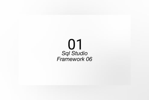 Clean white design template with 01 Sql Studio Framework 06 text. Ideal for mockups, branding, digital assets. Keywords: minimal, professional, modern.