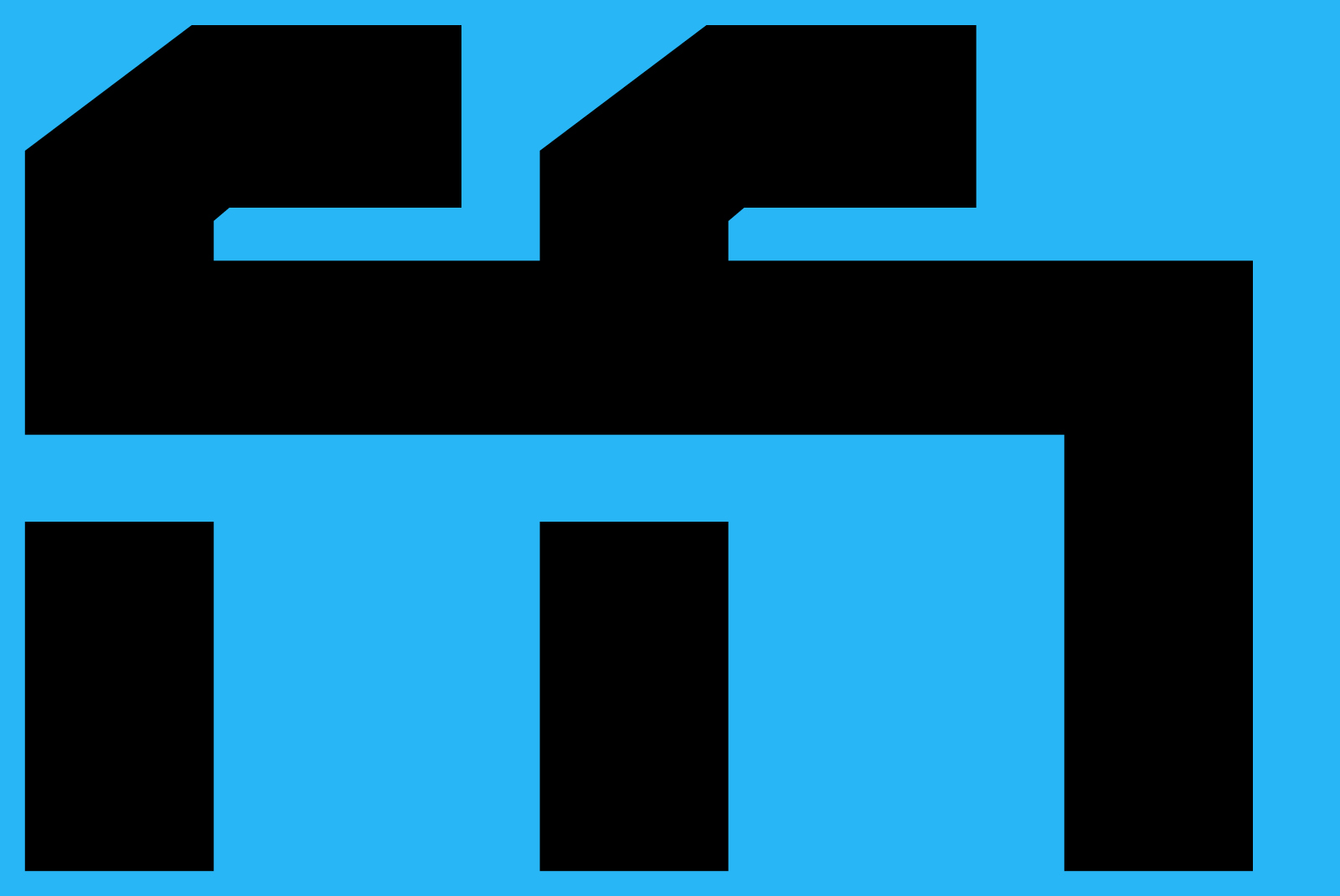 Bold abstract graphic design featuring geometric black shapes on a bright blue background. Perfect for digital assets, templates, or modern layouts.
