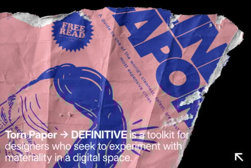Torn paper texture graphic in pink and blue with outlined illustration. Ideal for mockups and digital design projects. Bold typography toolkit asset.