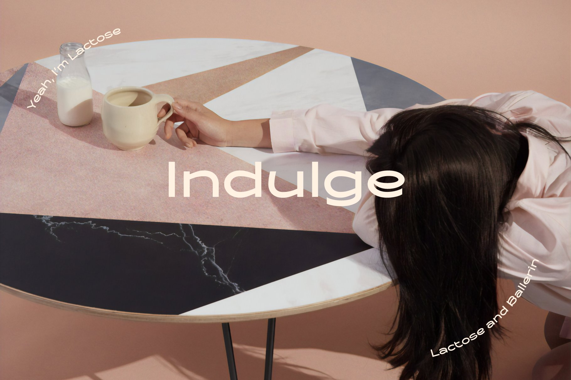 Modern geometric table design with marble textures and person resting. Creative mockup for designers. Keywords: table, geometric, texture, mockup