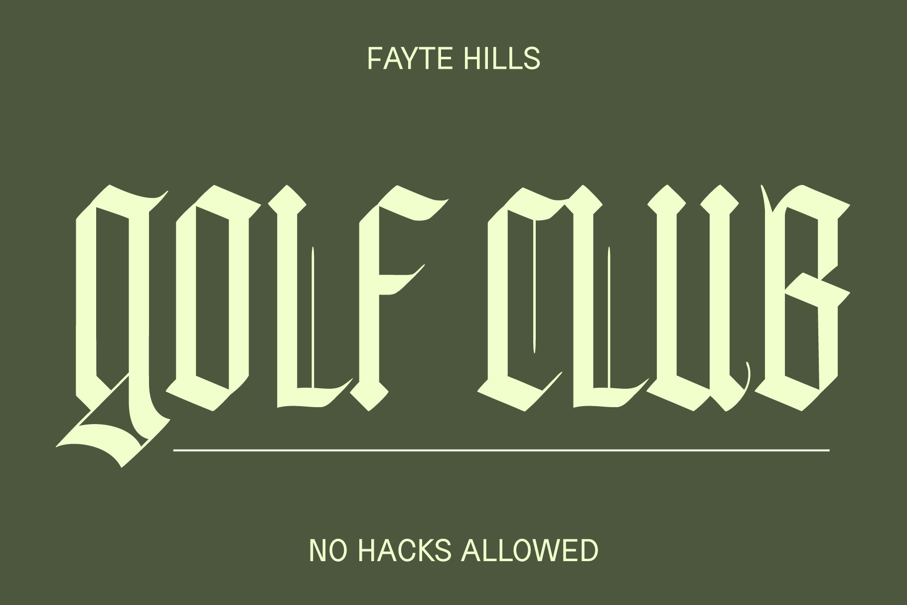 Gothic style font graphic reading Golf Club on a dark green backdrop ideal for designers seeking vintage typography assets for branding or mockups.