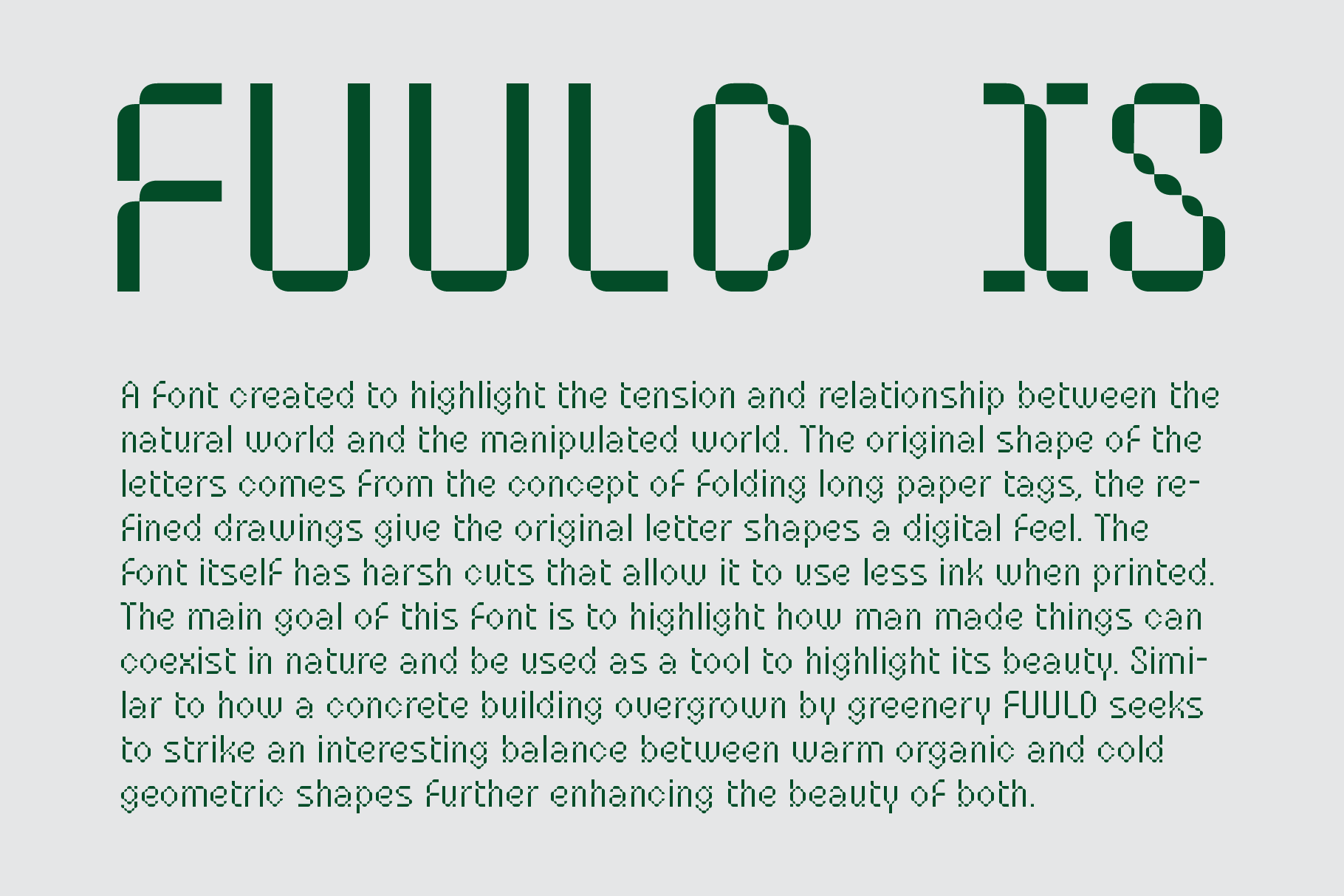 Modern geometric font design showcasing digital feel with organic influences suitable for creative typography projects by designers and print media.