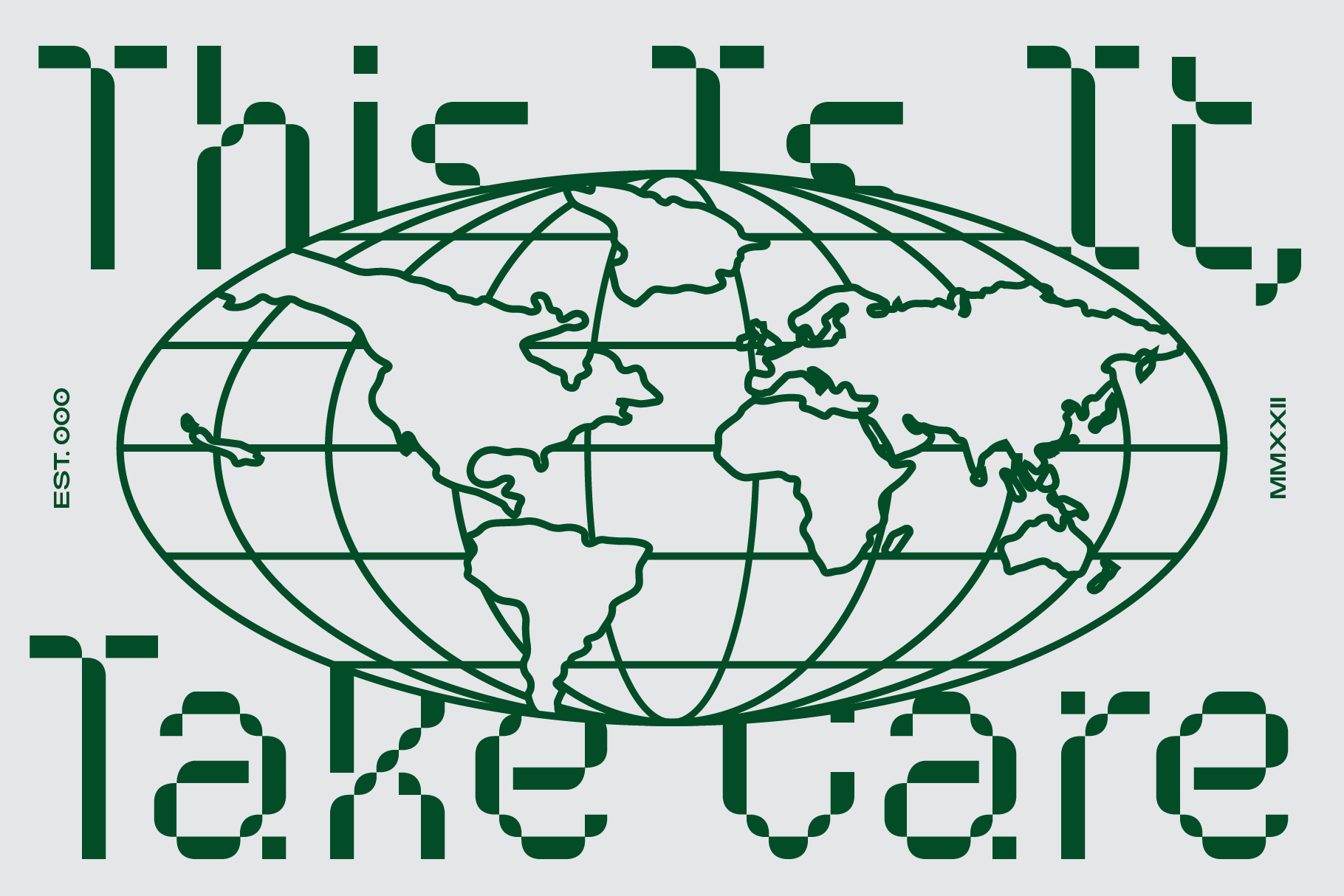 Futuristic typography graphic template with a world map vector design. Keywords: typography, graphic, digital asset, designers, template, world map.