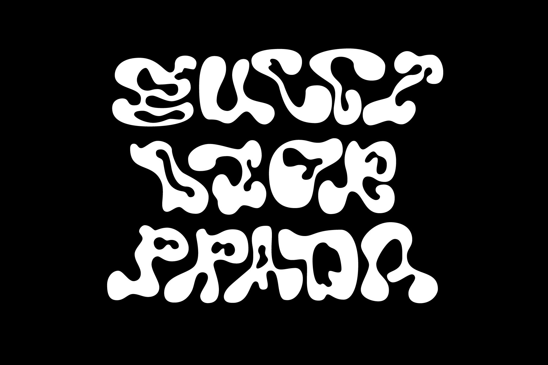Wavy abstract font design featuring distorted white letters on a black background perfect for graphic design typography creative digital assets templates