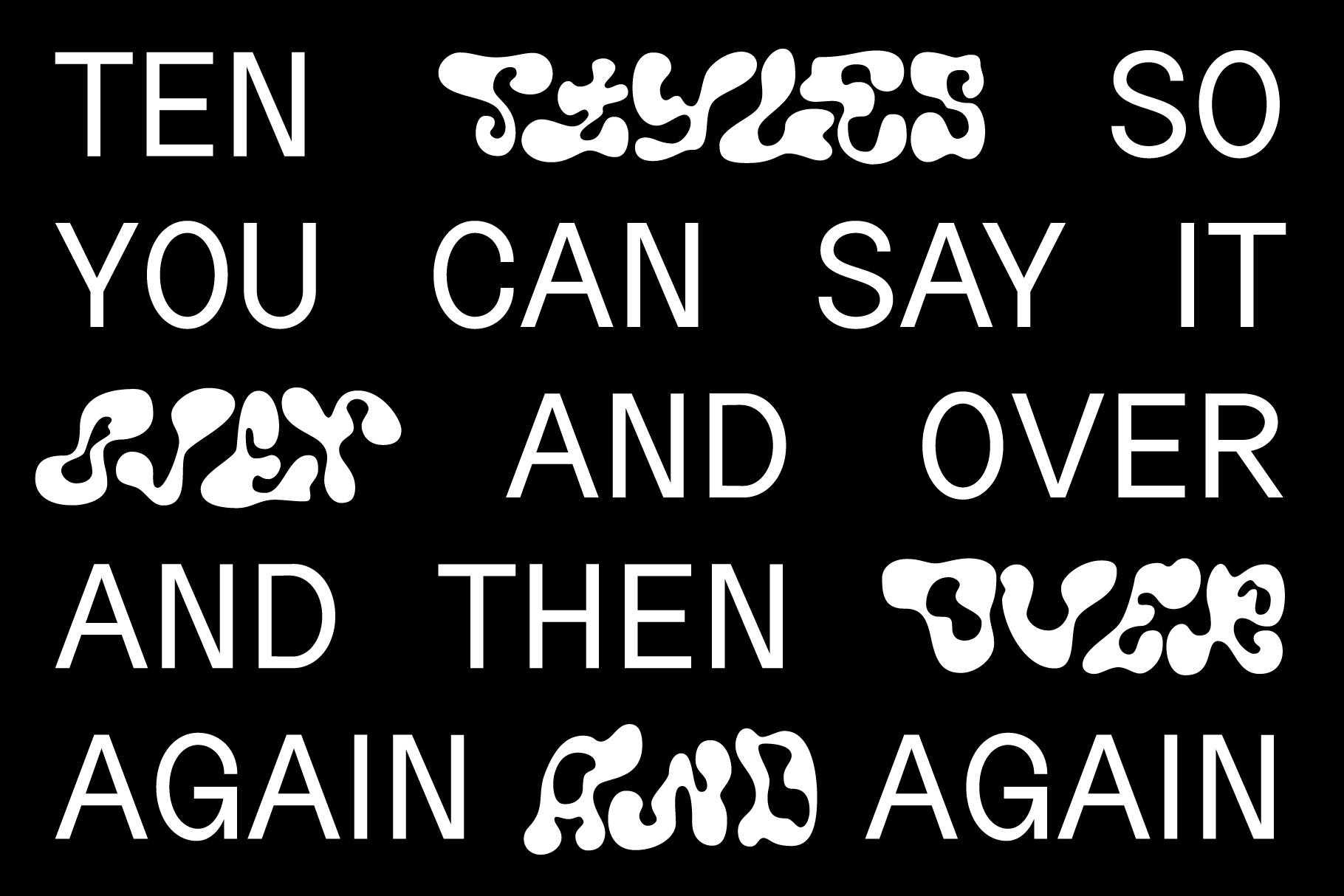 Bold text graphic featuring styles for designers. Unique and creative lettering for typography inspiration. Ideal for font design projects and templates.