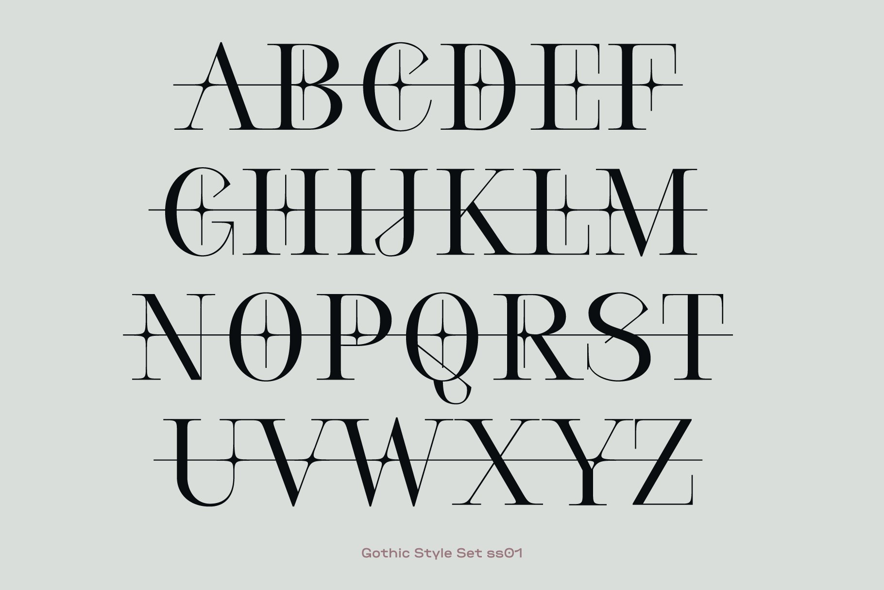 Gothic uppercase font set on light background perfect for designers. Elegant typography with unique style ideal for creative templates and graphic design.