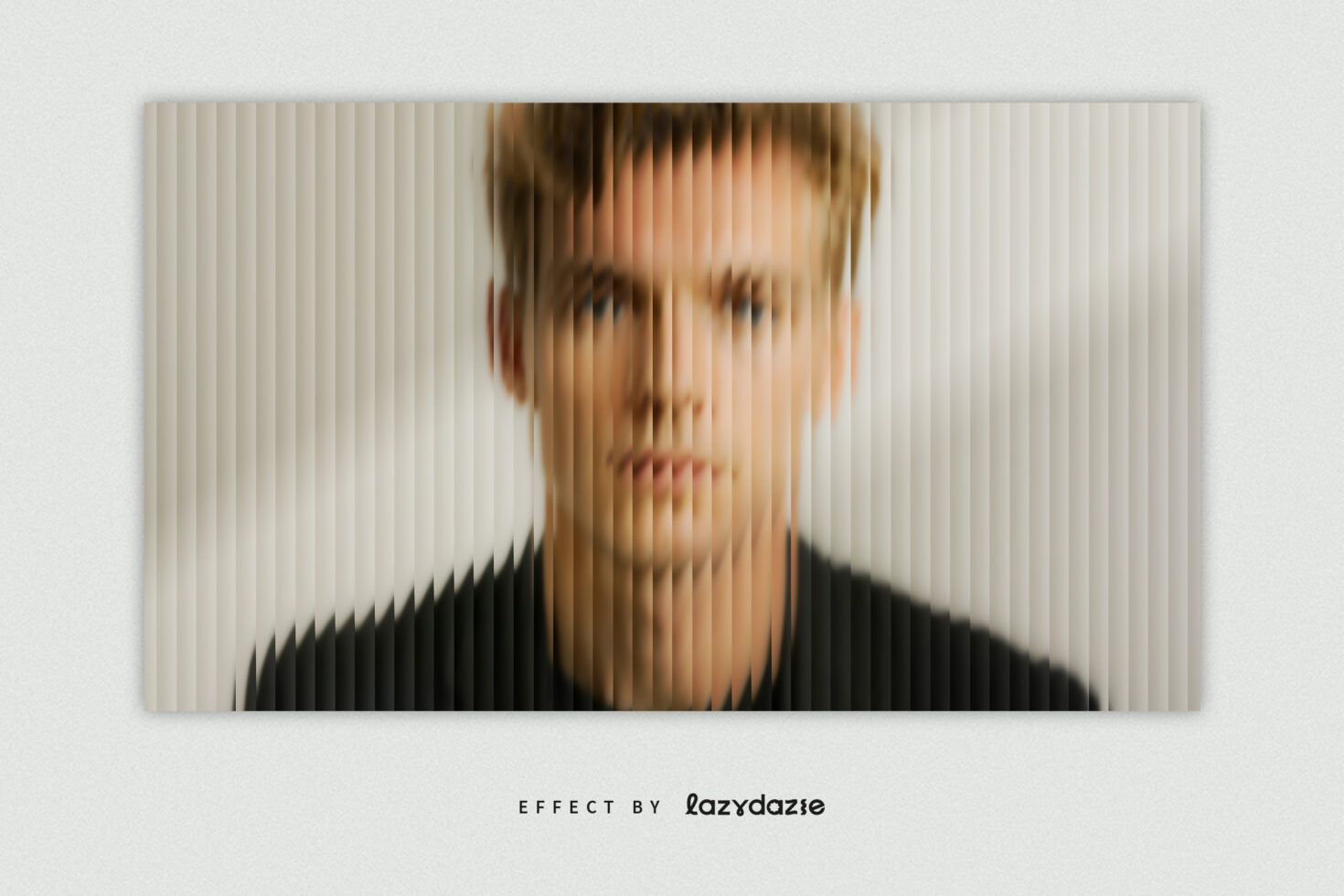 Blurred portrait with vertical stripe effect by Lazydazs. Suitable for graphic designers seeking unique artistic photo effects in digital projects.