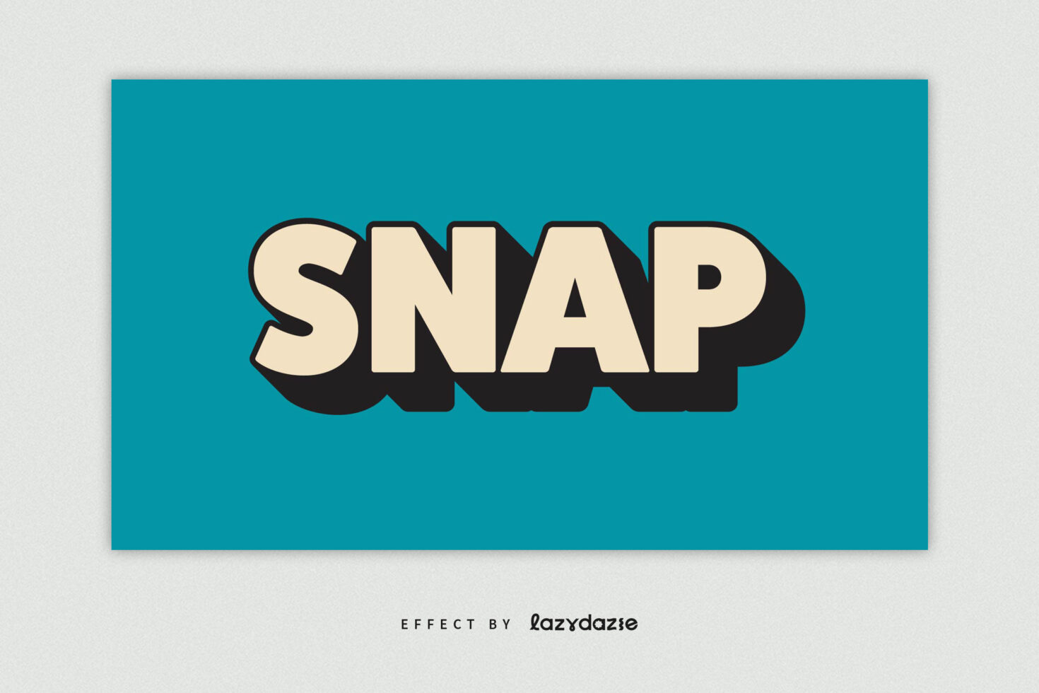 Bold 3D text effect reading SNAP on teal background ideal for graphics and templates. Perfect for designers seeking modern typography assets.