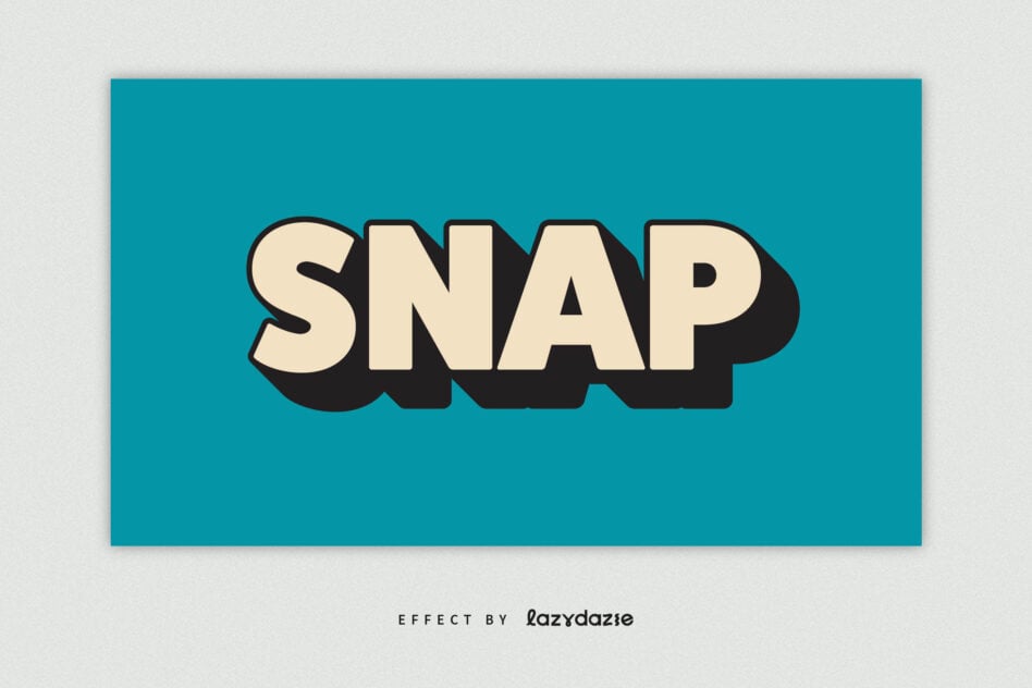 SNAP in oversized cream letters with black shadow on teal