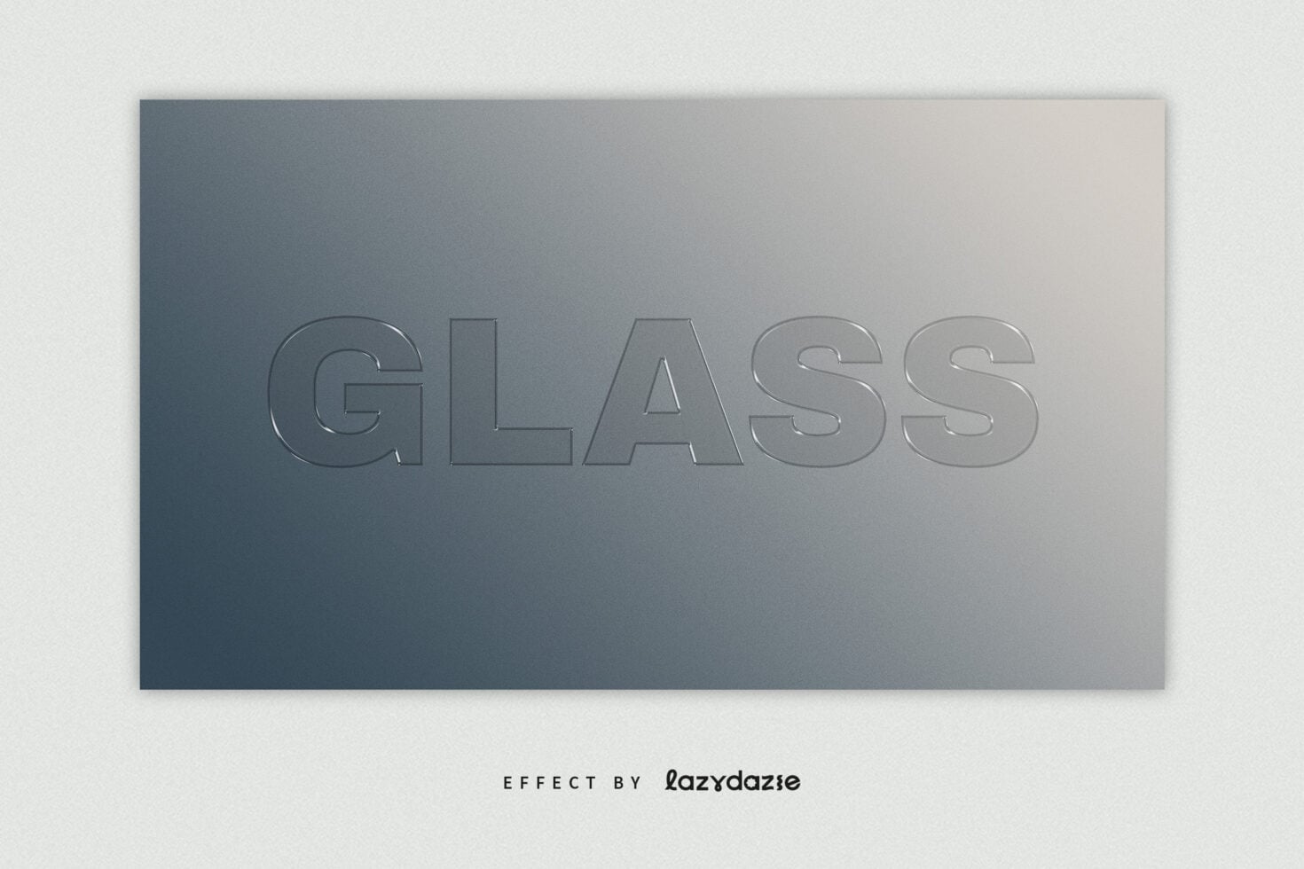 GLASS text with subtle embossed effect on gradient gray background