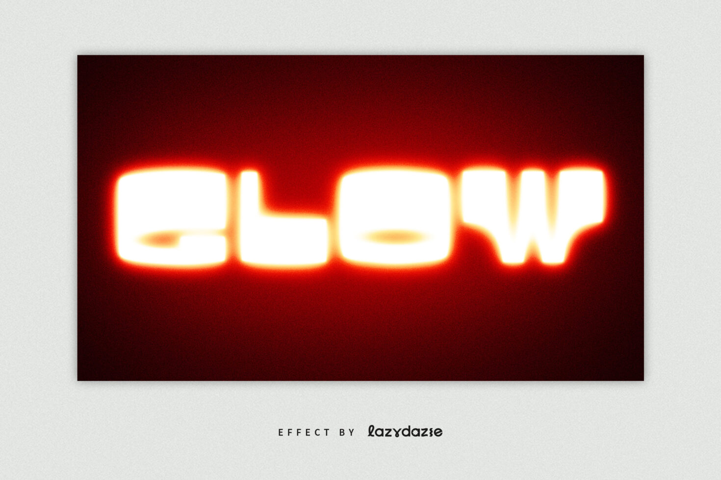 Glowing text effect design in bold white letters on a fiery red background, perfect for designers seeking a vibrant, luminous font effect for projects.
