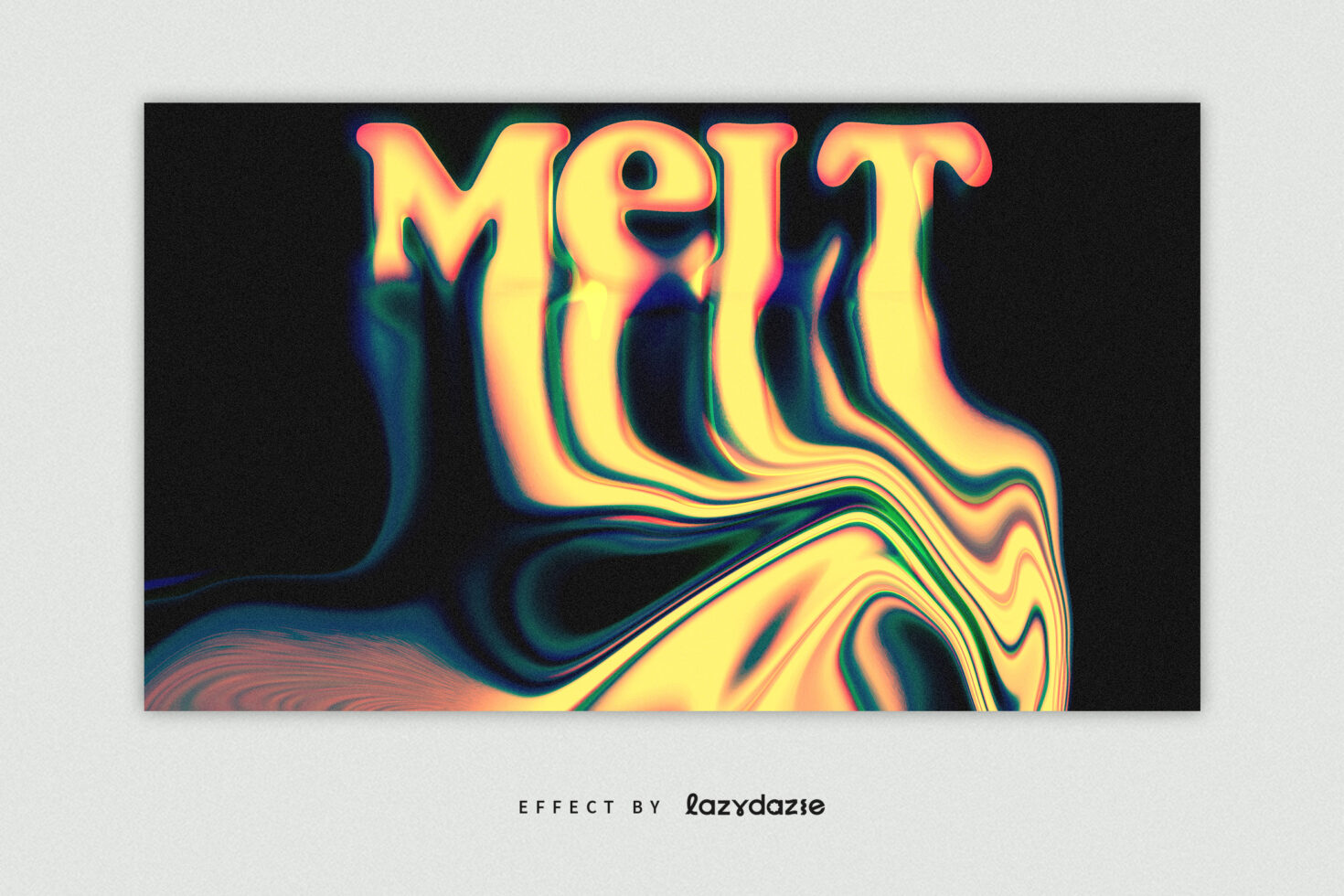 Colorful psychedelic melt font effect on a dark background ideal for graphic design projects, creating vibrant effects for digital assets and creative templates.