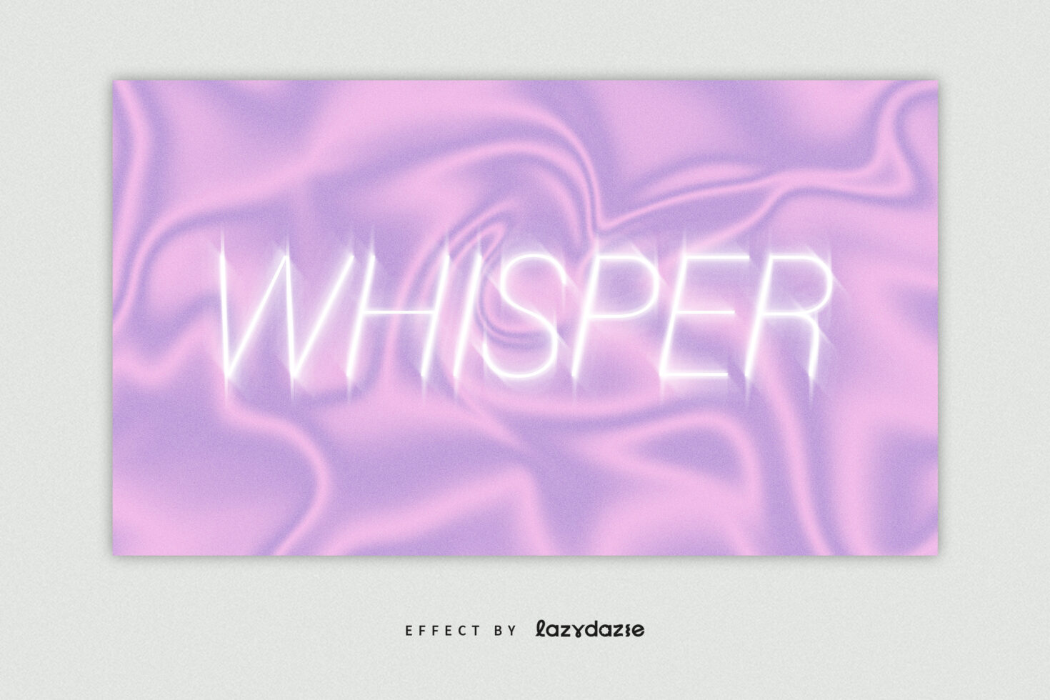 Luxurious pink silk texture background with glowing white Whisper text perfect for graphic designers seeking elegant mockup templates and fonts.