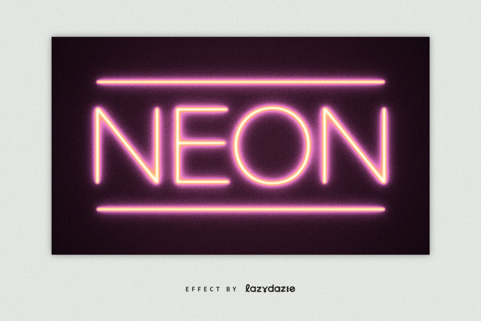 Vibrant magenta neon NEON text with glowing lines on dark background