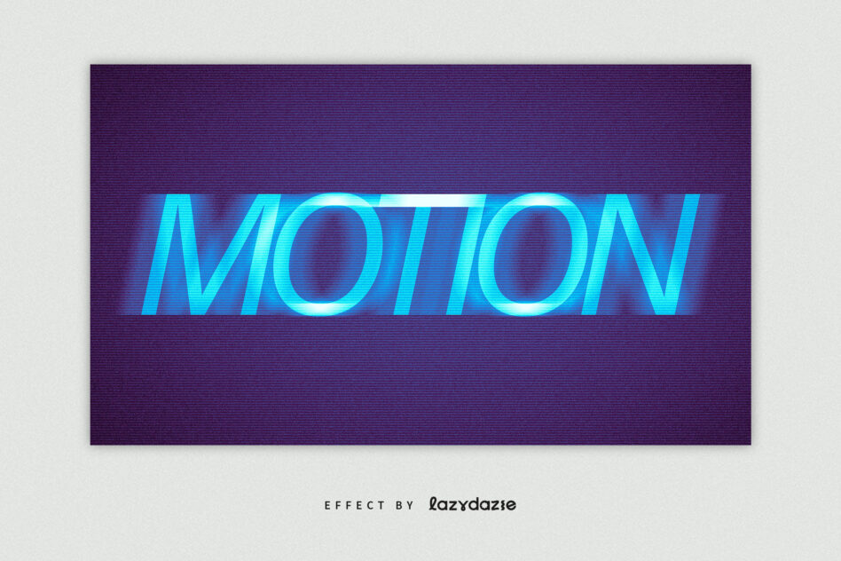 Cyan neon tube lettering with scanline pattern on dark purple background